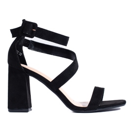 Sandales à talons hauts femme en daim noir le noir