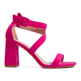 Sandales à talons femme en daim rose