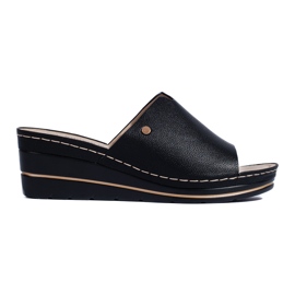 Sandales compensées confortables noires pour femmes le noir