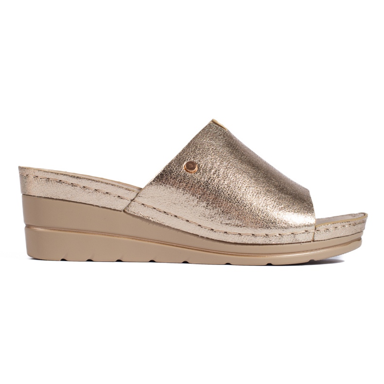 Chaussons compensés femme dorés d'or Chaussons compensés femme dorés d'or