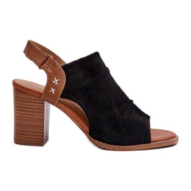 Sandales Ajourées Femme à Talon Haut Noir Rosca