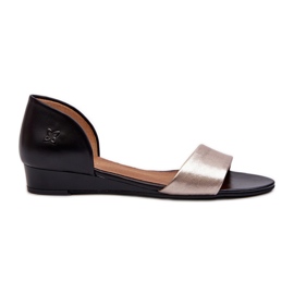 Sandales en Cuir Maciejka 1971-67 Noir et Doré d'or