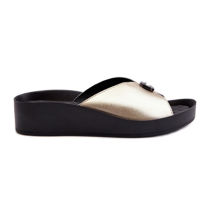 Tongs en cuir pour femmes avec décoration dorée S.Barski KV27-027 d'or