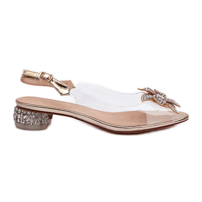 S.Barski Sandales transparentes à talons bas avec décoration dorée D&amp;A MR38-383 d'or