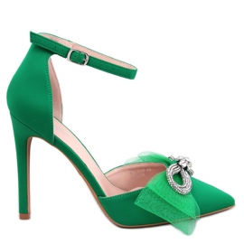 Escarpins à nœud en tulle vert Triana