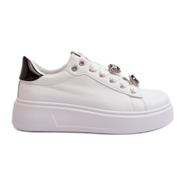 Baskets à plateforme avec épingles en forme de cœur pour femme, blanc Azamia blanche