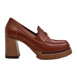 Zazoo 20169 chaussures à talons hauts en cuir marron brun