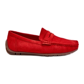 Mocassins Wesley en daim homme de coloris rouge
