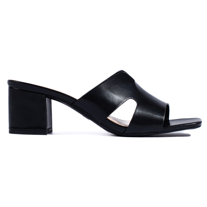 Tongs à talons hauts pour femmes noires le noir