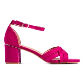 Sandales à talons en daim rose