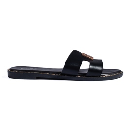 Claquettes plates noires pour femme le noir