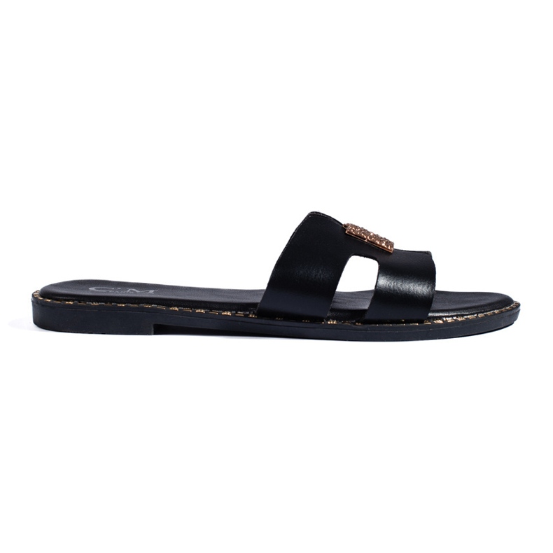 Claquettes plates noires pour femme le noir