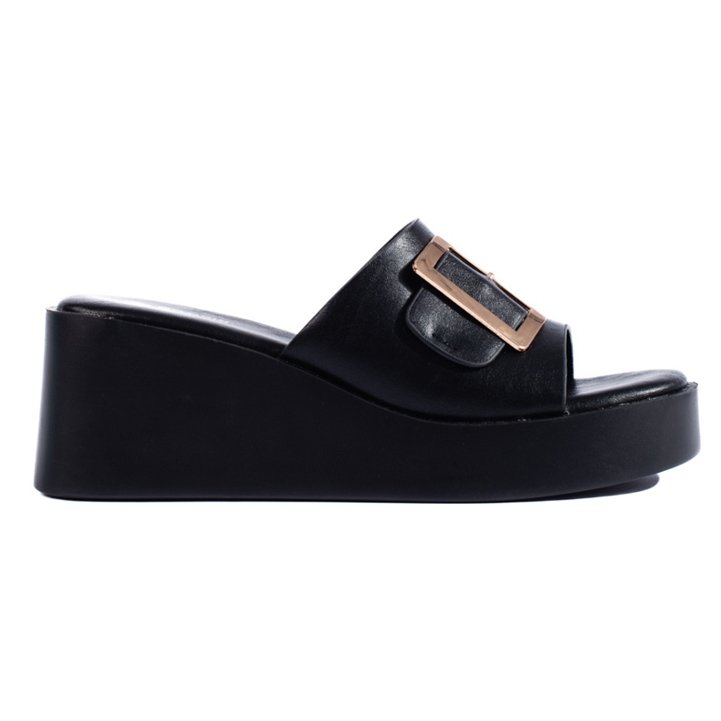 Chaussons compensés femme noirs le noir