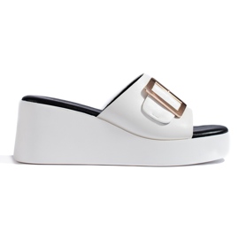 Sandales compensées femme blanches