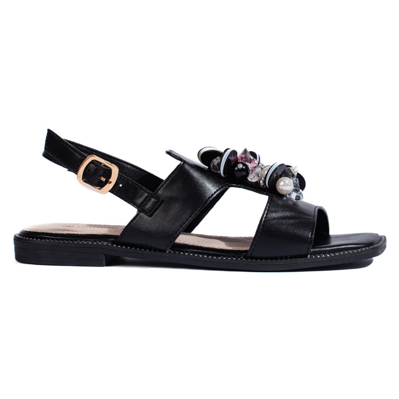 Sandales femme noires avec décoration le noir Sandales femme noires avec décoration le noir