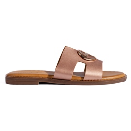 Tongs plates dorées pour femme