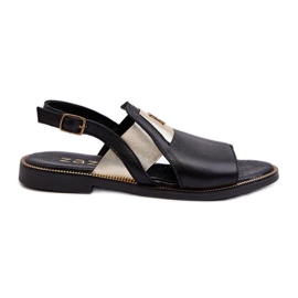 Zazoo 40385 Sandales en cuir pour femme Noir