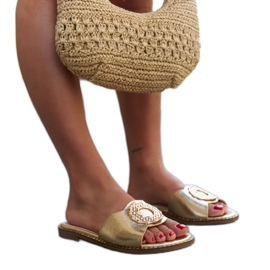 Tongs dorées avec empiècement en cuir de Buenas