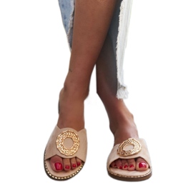 Tongs beiges avec empiècement en cuir de Buenas