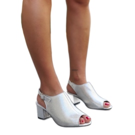 Sandales à talons hauts perforés et semelle intérieure en cuir Lia argent