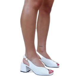 Sandales blocs avec semelle intérieure en cuir Makarima blanche