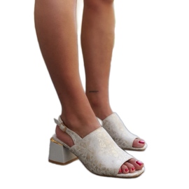 Sandales blocs avec empiècement en cuir Nuna beige