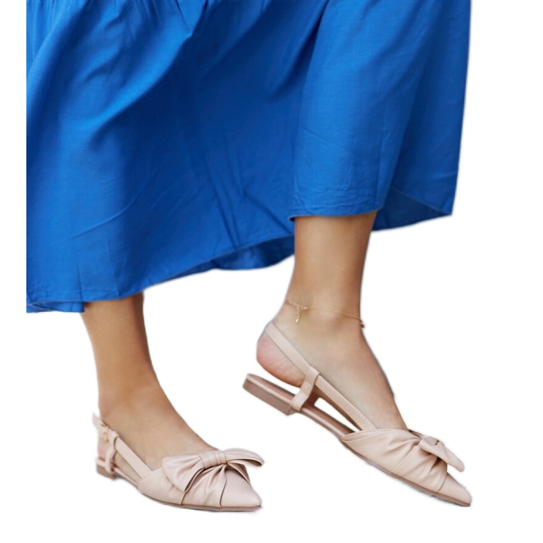 Ballerines à bout pointu et nœud Barira beige