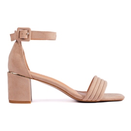 Sandales à talons hauts en daim beige brun