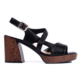 Sandales noires à talon large par Sergio Leone