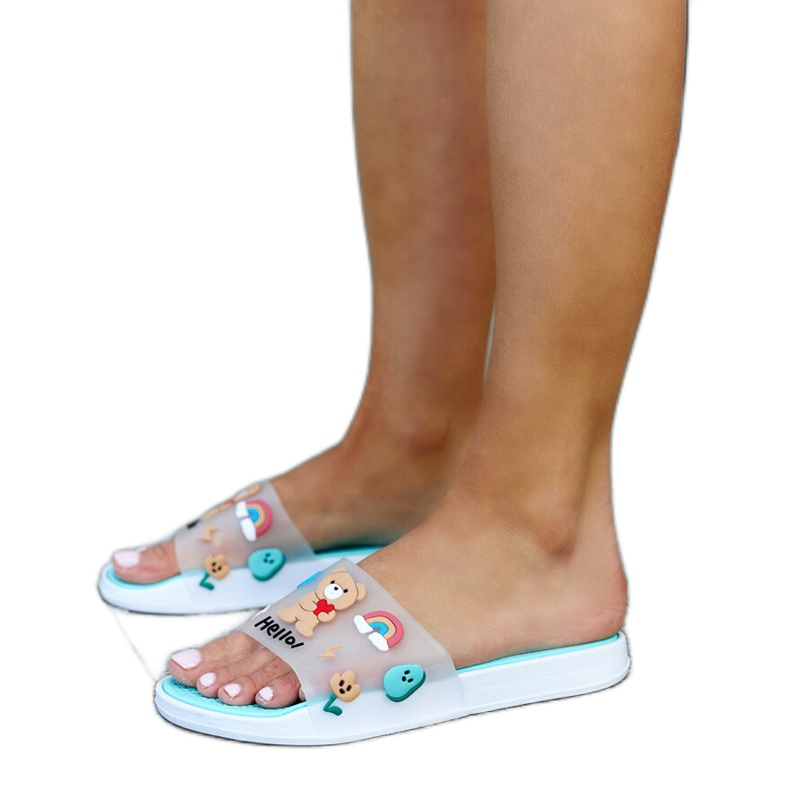 Chaussons menthe avec tige en caoutchouc Diaspa bleu