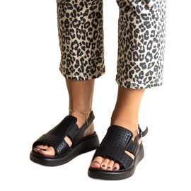 Sandales noires à tige ajourée Imogne