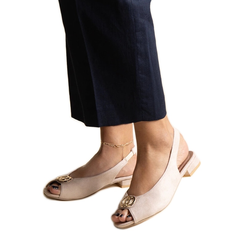 Sandales à enfiler beiges à talons bas Teyla Sandales à enfiler beiges à talons bas Teyla