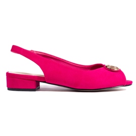Sandales femme en daim fuchsia rose