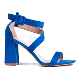 Sandales à talons femme en daim bleu
