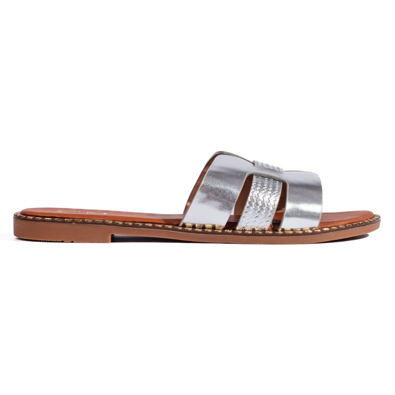 Tongs femme argentées