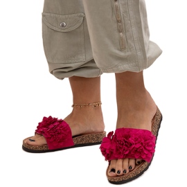 Tongs à fleurs sur semelle en liège par Almida rose