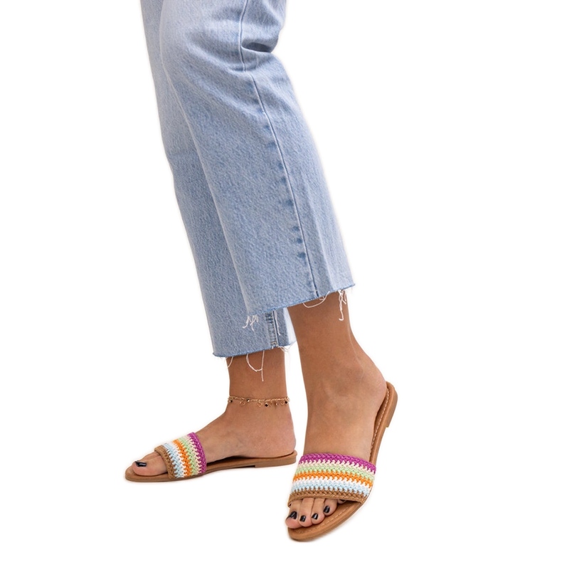 Claquettes Marika brodées multicolores Claquettes Marika brodées multicolores