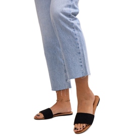 Claquettes Marika noires brodées