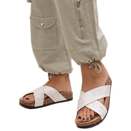 Chaussons avec semelle en liège brillant Ribera blanc