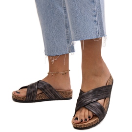 Chaussons avec semelle en liège brillant Ribera noir