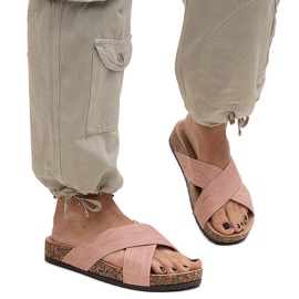 Chaussons avec semelle en liège brillant Ribera rose