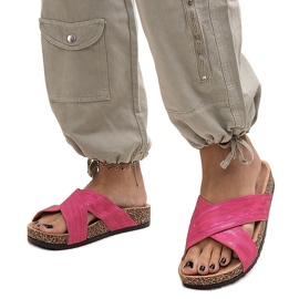 Chaussons avec semelle en liège brillant Ribera rose