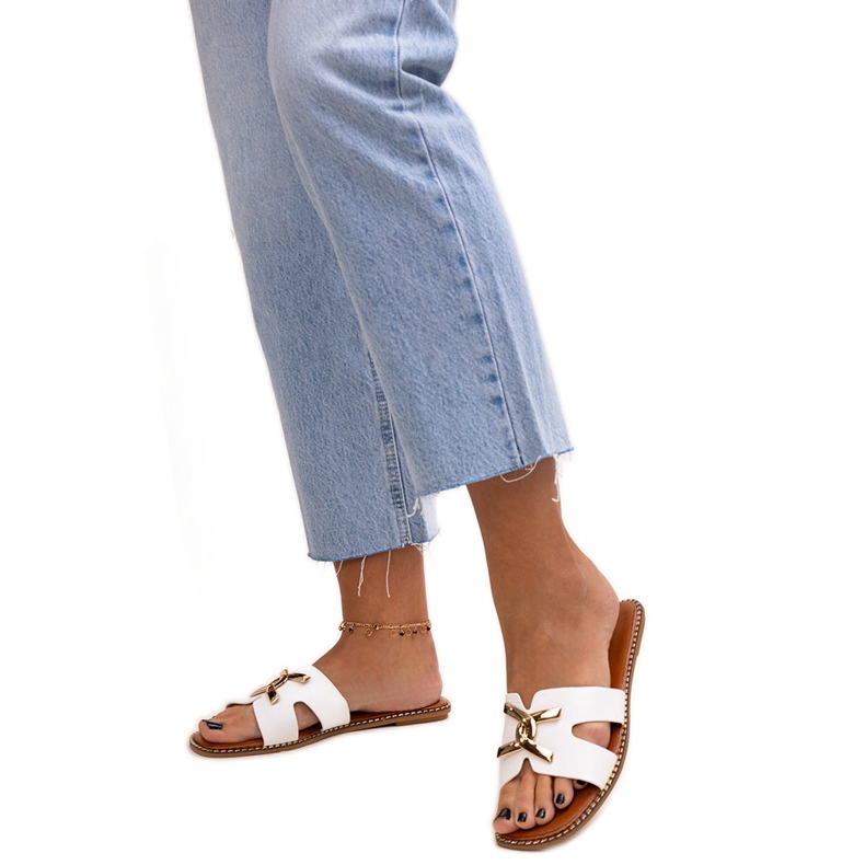 Tongs blanches avec boucle Razanna