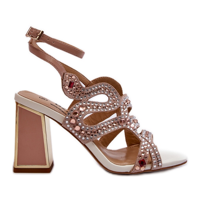 S.Barski Sandales décorées pour femmes à talon haut D&A CR952 Rose S.Barski Sandales décorées pour femmes à talon haut D&A CR952 Rose