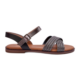 S.Barski MY923 Sandales Plates Femme Noir