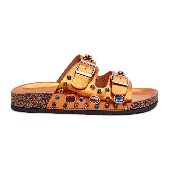 Tongs Décorées Pour Femmes Avec Boucles S.Barski MY121 Orange d'or