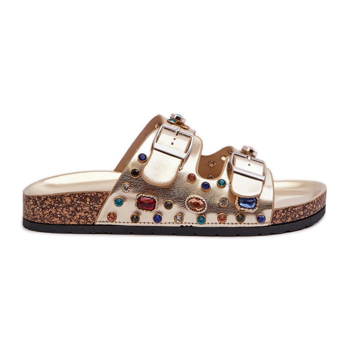 Tongs Décorées Pour Femmes Avec Boucles S.Barski MY121 Or d'or