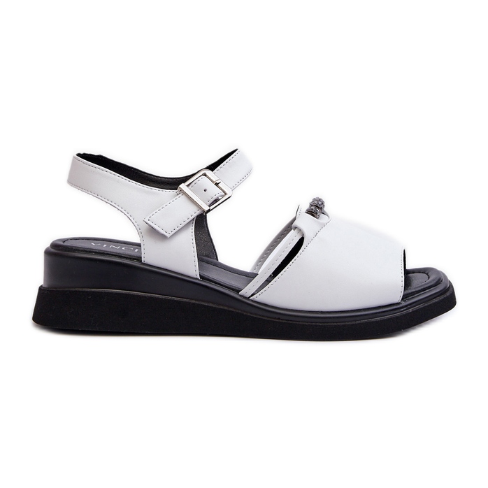 Sandales compensées en cuir pour femmes Vinceza 66624 Blanc blanche Sandales compensées en cuir pour femmes Vinceza 66624 Blanc blanche