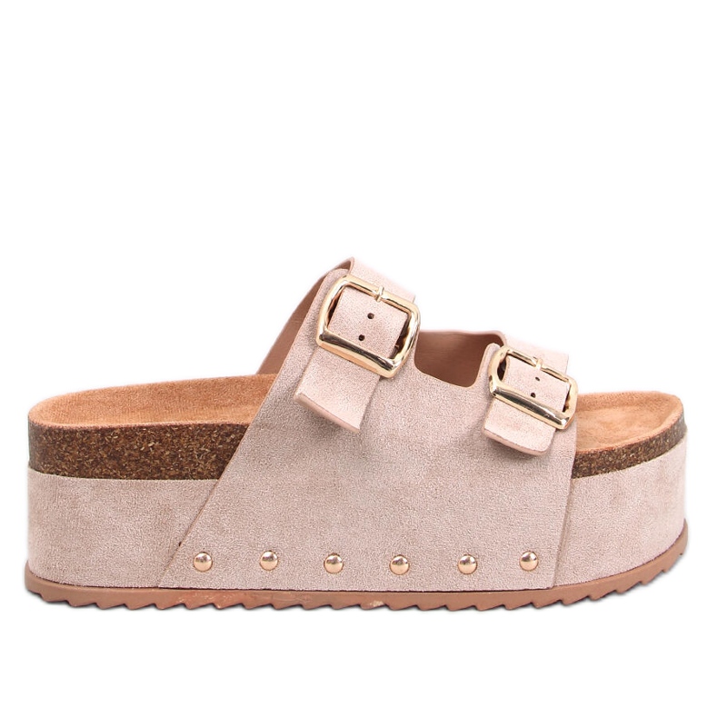 Galzai Chaussons plateforme en liège kaki beige