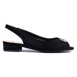 Sandales femme en daim noir